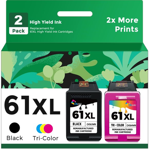 Ubinki Compatible 61XL 61 XL Ink Cartridge Replacement for HP Envy 5530 3510 4500 4635 2620 4630 5535 2540 4502 3050 1510 4632 4501 2542 2514 3050a 4610 1000 1010 1510 3