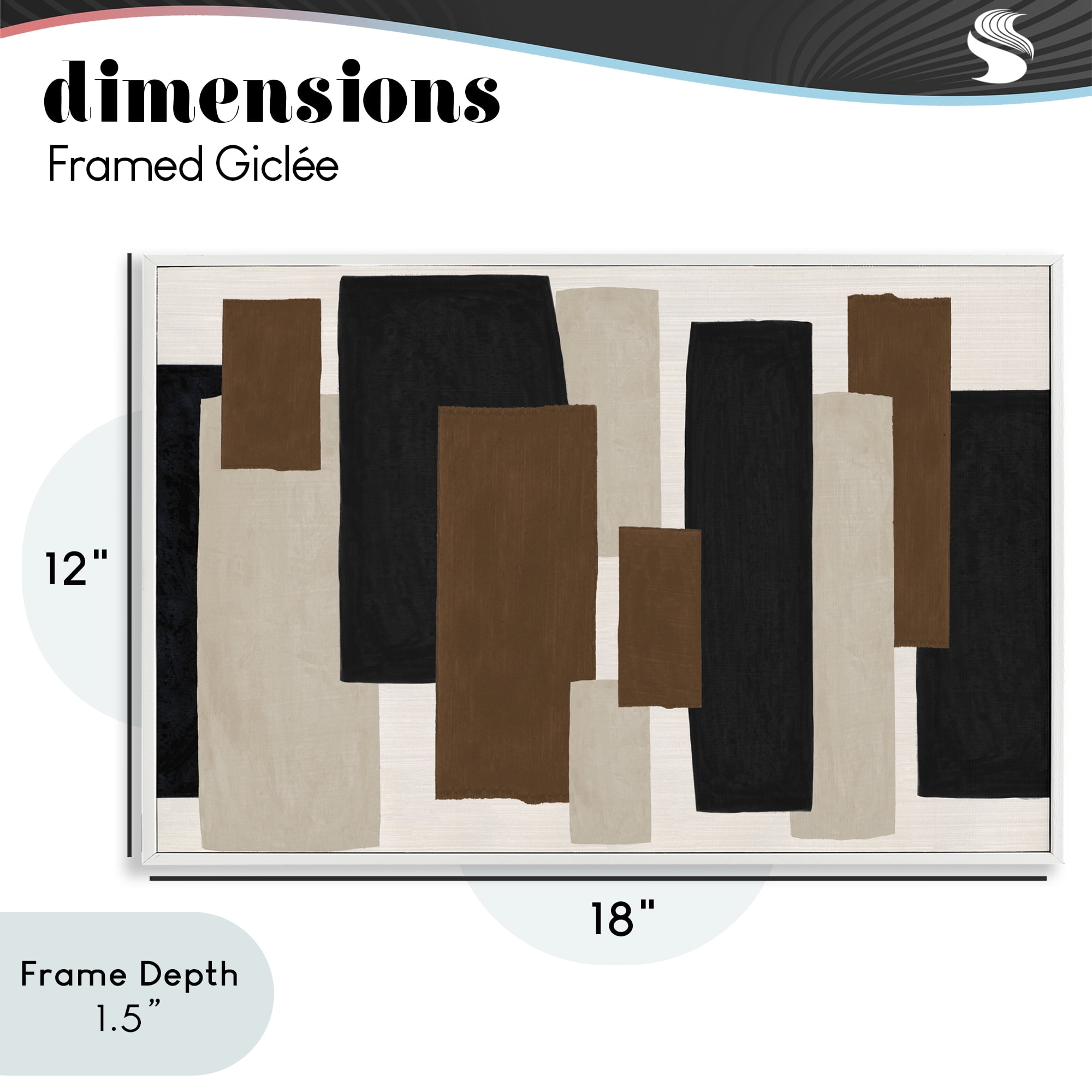 Stupell Industries Minimal Vertical Blocks in Earth Tones White Framed Giclee Art, design by Janet Tava