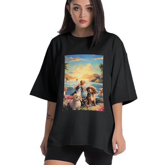 Plus Size Shirt for Women Black Tops for Women Short Sleeves Shirt for Women Puppy T Shirt Crewneck Shirt for Women XS
