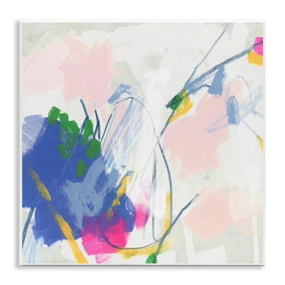 Stupell Industries Pink & Blue Abstraction Abstract Painting Unframed Art Print Wall Art, 12 x 12