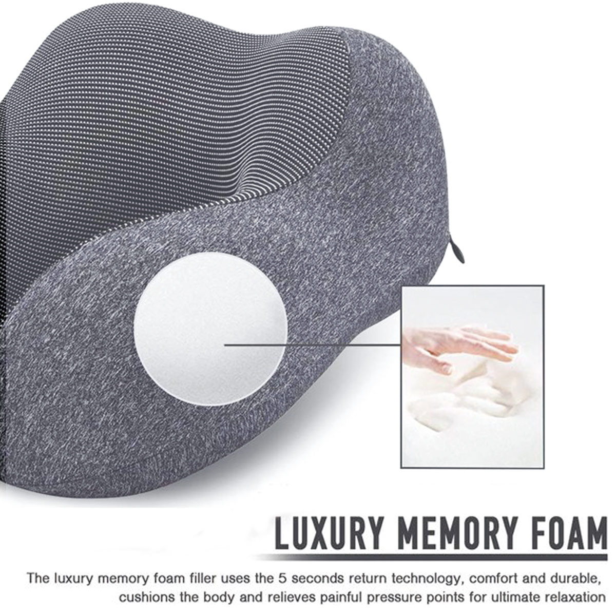 Camkey Memory Foam Neck Pillow with Eye Mask & Earplugs photo 6