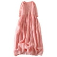thumbnail image 1 of LOVZFMLL Women's Round Neck Loose Dress Pink L, 1 of 7