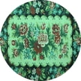 thumbnail image 1 of Ahgly Company Indoor Round Persian Turquoise Blue Traditional Area Rugs, 3' Round, 1 of 4