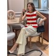 thumbnail image 5 of Women's Tank Tops Striped Sleeveless Button Front Knit Vest Summer Open Cardigan Red L, 5 of 9