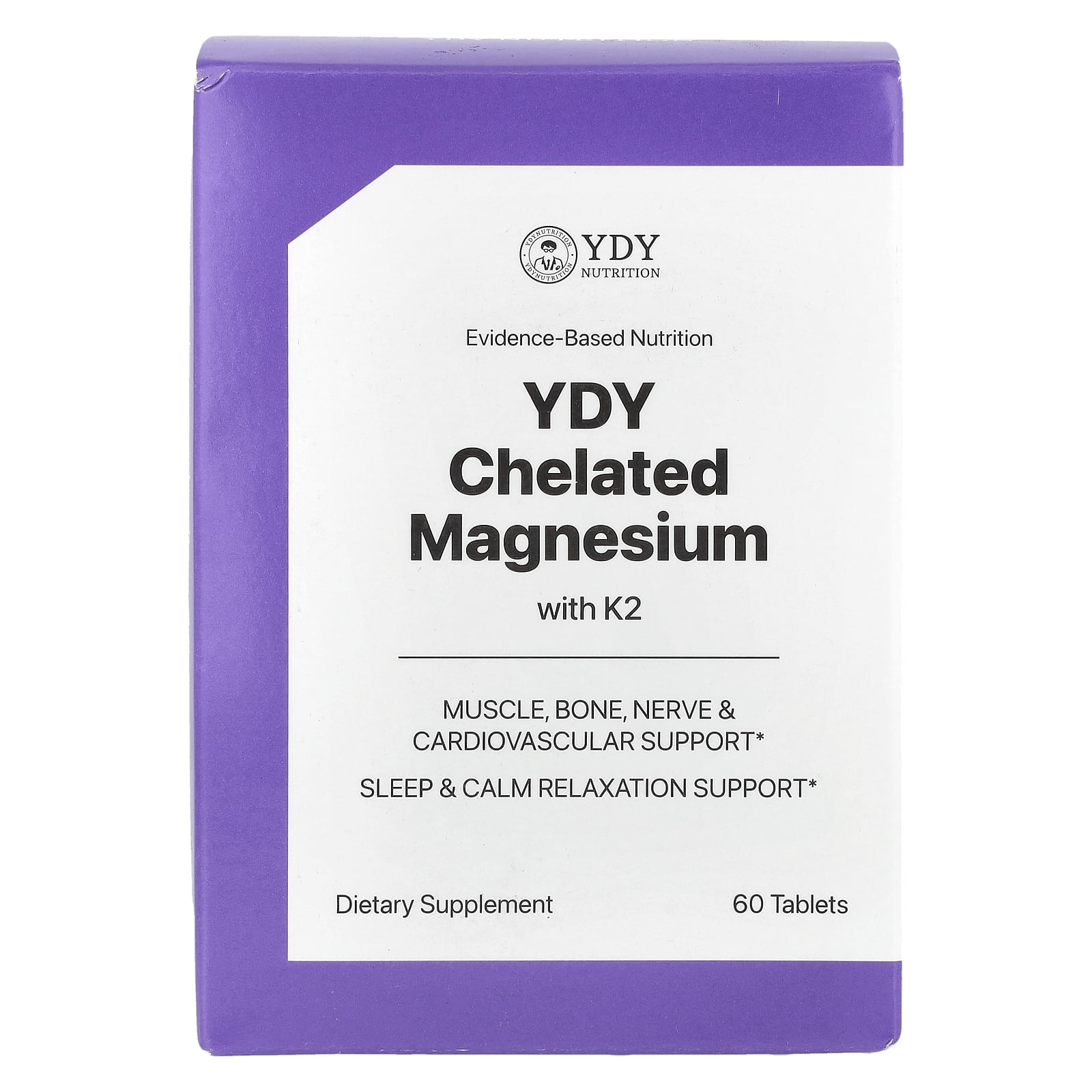 YDY Chelated Magnesium With K2, 60 Tablets
