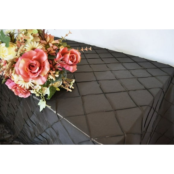 Wedding Linens Inc. 90"x156" Rectangular Pintuck Taffeta Linen Tableccloth for Party Wedding Reception Catering Dining Home Table Cover Linens - Chocolate