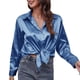 thumbnail image 1 of Camisa de manga larga de satén para mujer - Elegante blusa de imitación de seda - Corte holgado para la oficina o una fiesta, 1 of 4