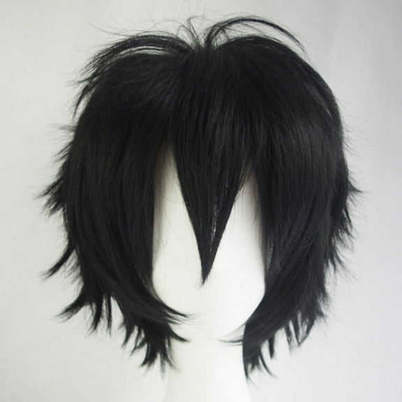 Namzi Anime Wig, Cosplay Wig, Short Wig with Spiky Bangs, 1 Piece High-Temperature Silk Wig, Stylish for Daily Costume Looks,Black