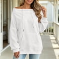thumbnail image 6 of Karymi Plus Size Tops for Women Solid Off the Shoulder Hoodie, Oversized Long Sleeve Loose Pullover Sweatshirt with Front Kangaroo Pocket for Autumn Winter, 6 of 9