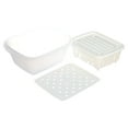 Camco RV Sink Kit with Dish Drainer, Dish Pan and Sink Mat included, Plastic, White (43517