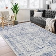 thumbnail image 2 of Volkmi Vintage Washable Area Rug – 5x7ft Blue, Non-Slip Low Pile Distressed Oriental Floral Carpet for Living Room, Bedroom, Kitchen,Soft Thin Mat – USA Specification, 2 of 8