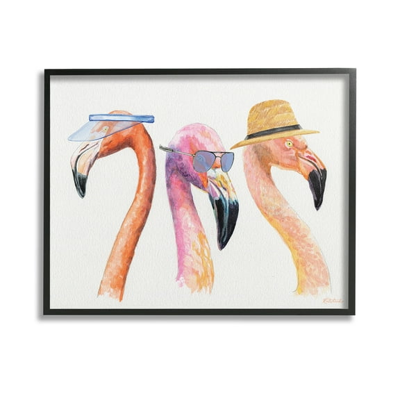 Stupell Industries Summer Flamingo Fashion Animals & Insects Painting Black Framed Art Print Wall Art, 14 x 11