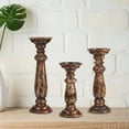 thumbnail image 3 of Wooden Pillar Candle Holder Set of 3-Decorative Wood Candle Holder for Christmas Decoration Farmhouse Wedding Party Dining Table Décor Spa-Large Size 14,12,10 Inch-Natural, 3 of 5