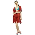 thumbnail image 5 of Bimba Sheer Georgette Beach Swimsuit Coverup Short Shrug Top With Pom Poms, 5 of 9