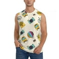 thumbnail image 3 of Uemuo Travel Elements Pattern Men's Sleeveless T-Shirt,Muscle Athletic Tank Top, Moisture-wicking Quick-dry Breathable Classic Tee Top for Gym Run Outdoor Sports-Medium, 3 of 8