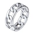 thumbnail image 1 of Mens Women Stainless Steel 7mm Wide Band Ring, Hip Hop Thumb Rings Fashion Cuban Link Chain Rings, Size #7 -Color Silver, 1 of 3
