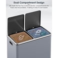 thumbnail image 6 of Pirecart 16 Gal Dual Trash Can Rubbish Bin, Stainless Steel Garbage Can with Lid and Inner Buckets, Gray, 6 of 10