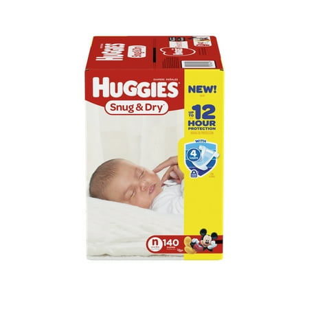 HUGGIES Snug & Dry Diapers, Newborn, 140 Diapers