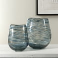 thumbnail image 2 of Uttermost Aurora Swirl Glass Vases in Blue (Set of 2), 2 of 4