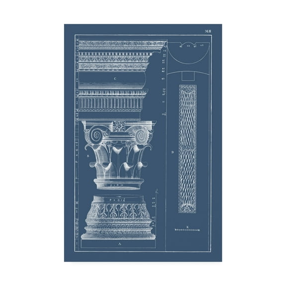 Trademark Fine Art 'Column And Cornice Blueprint I' Canvas Art by Vision Studio