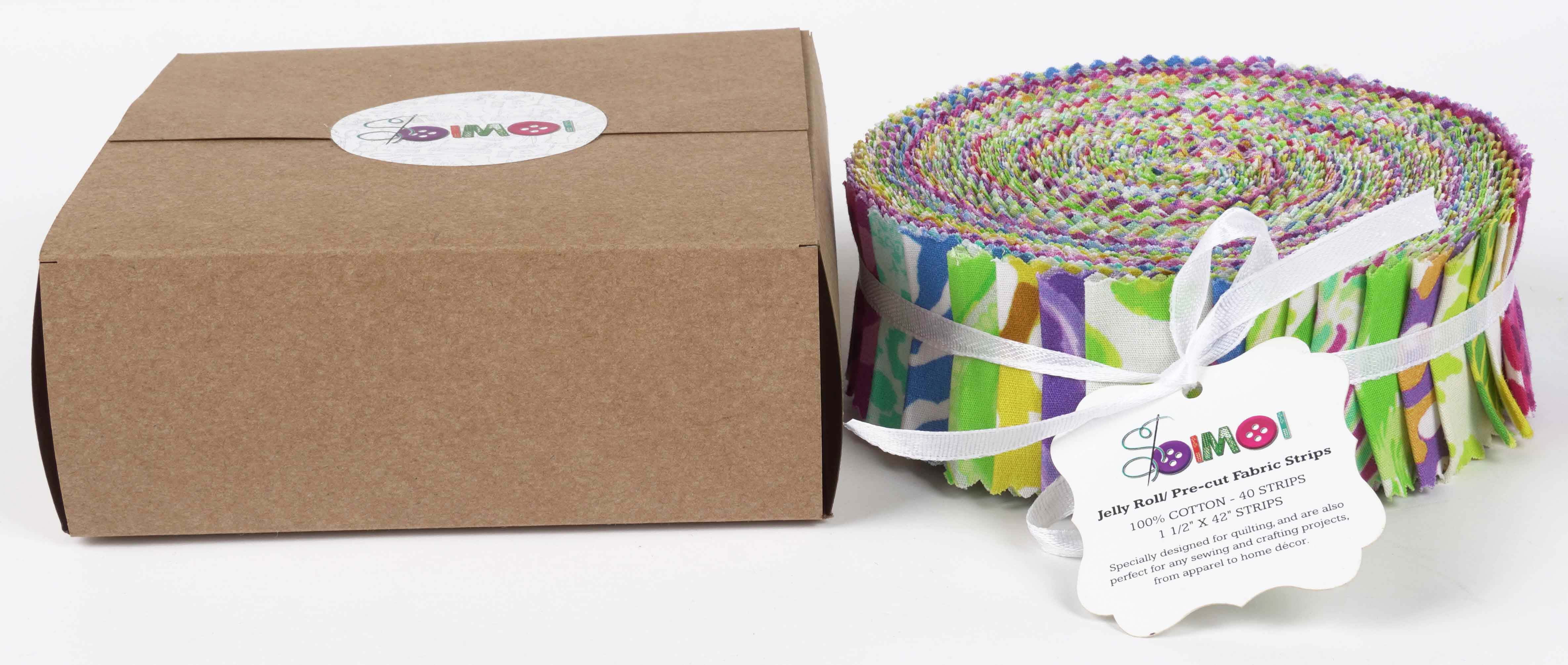 Soimoi 40Pcs Animals Print Precut Fabrics Strips Roll Up 1.5x42inches Cotton Jelly Rolls For Quilting - Multicolor