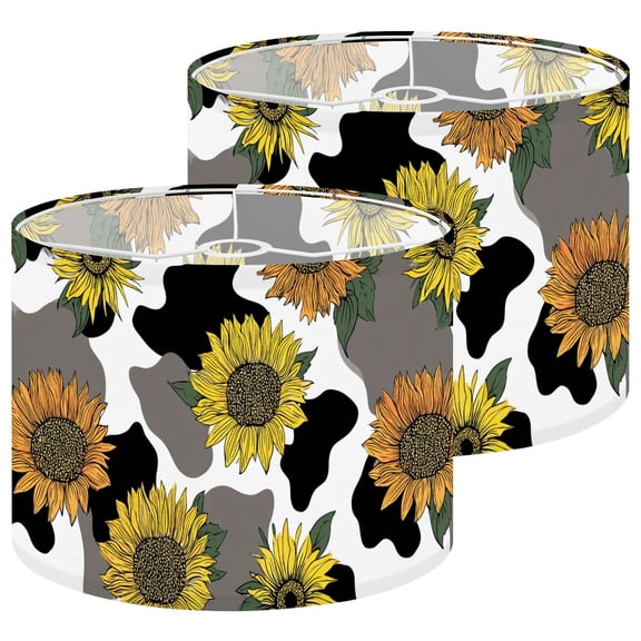 Lampshades 2 Pack Black White Cow Print Sunflowers seamless from Country 13"x13"x10" Light Shade for Table Lamps Floor Lamp Shades Lampshade Replacement Easy Assembly