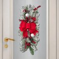 thumbnail image 1 of Corona de lágrima, corona artificial, guirnalda floral artificial, fácil de colgar con lazo para bodas, Navidad, interiores y exteriores Flocado rojo, 1 of 8
