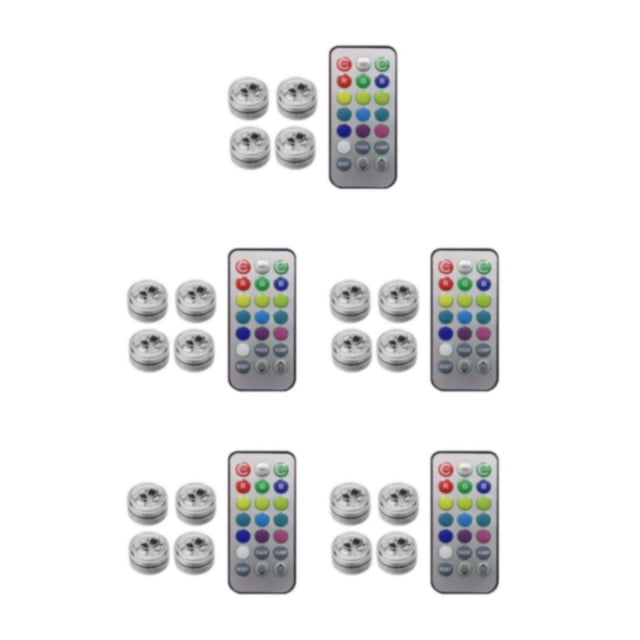 yingyy 1/2/3/5 Wireless LED Car Interior Ambient Light Remote Control Auto Lighting with Battery Waterproof Luminous Lamp Decoration 4 lights 5PCS