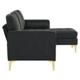 thumbnail image 4 of 85" Burlap Fabric Sectional Sofa Couch with Reversible Chaise, L-Shape Couch with Bolster Pillows and Metal Legs, 3 Seats Futon Couch Sofa for Living Room Apartment Small Space, Black, 4 of 7