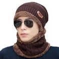 thumbnail image 2 of Grandest Birch 1 Set Unisex Winter Hat Scarf Set Thick Soft Plush Knitted Elastic Anti slip Neck Head Cold Resistant Outdoor Skiing Camping Beanie Neck Wrap Set, 2 of 8