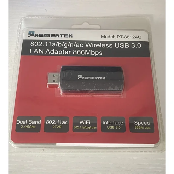 RHEA- 802.11Ac Ac1200 Dual Band 2.4Ghz/5Ghz Wireless Usb 3.0 Lan Adapter 866Mbps New