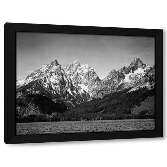 Ansel Adams 14x12 Black Modern Wood Framed Wall Art Titled - Grassy valley and snow covered peaks, Grand Teton National Park, Wyoming, 1941