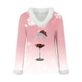thumbnail image 4 of larppty Christmas Sweater for Women - Faux Fur Trim V-Neck Pullover with Festive Holiday Graphics (Pink, 3XL), 4 of 5