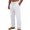 White, variant on Migroa Men's Linen Pants Lightweight Drawstring Elastic Waist Pockets Loose Fit Straight Legs Summer Beach Vacation Yoga Trousers Black L