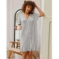 thumbnail image 3 of Ekouaer Nightgowns for Women Button Down Pajamas Tops Short Sleeve Sleepwear V-Neck Sleepwear, 3 of 7