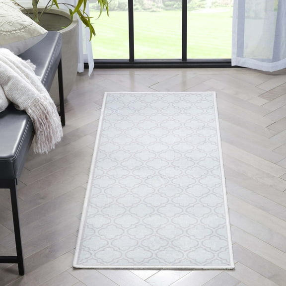 Well Woven Apollo Lattice Modern Moroccan Ivory 2' x 5' Runner Machine Washable Rug