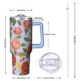 thumbnail image 3 of 1pc Rose 40oz Tumbler with Straw & Handle - Insulated Stainless Steel Cup | Holiday Gift for Man Women (Christmas, Valentine's, Birthday), 3 of 5