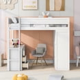 thumbnail image 3 of Wood Twin Size Loft Bed with Wardrobes and 2-Drawer Desk with Cabinet, White 32AAK, 3 of 9