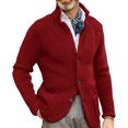 thumbnail image 7 of comerut Men Sweater Coat Lapel Solid Color Long Sleeves Pockets Single-breasted Keep Warm Knitting Casual Thick Winter Coat for Daily Wear, 7 of 7