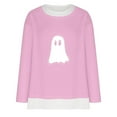 thumbnail image 3 of Craaazy Halloween Shirts For Women Fake Two Piece Casual Crew Neck Long Sleeve pullover Halloween Print Tops Gifts, 3 of 6