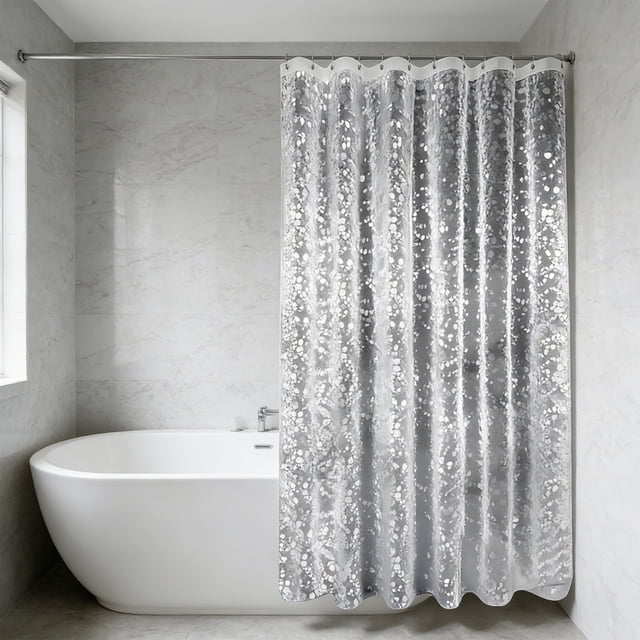 EGNMCR Rideau de Douche Texturé Uni Imperméable et Étanche Sans Perçage Rideau de Séparation de Salle de Bain Rideau de Douche en PEVA