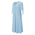 thumbnail image 5 of Womens V Neck Short Sleeve Dress Hollow Out Detail Casual Style Solid Color, 5 of 8