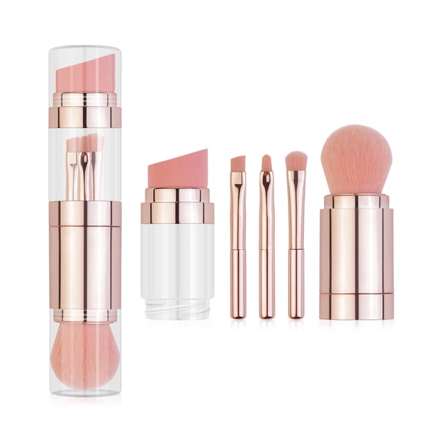 Cepillo de cejas para sombra de ojos, 5 en 1, cepillo de maquillaje multifuncional, cepillo cosmético elaborado por expertos