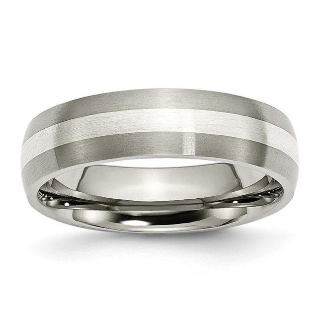 Incrustation en Argent Sterling Titane de 6 mm Bande Brossée&44; Taille 7