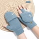 thumbnail image 4 of 2 pares de guantes de invierno para mujer, manoplas de lana cálidas, convertibles, sin dedos, sin yemas de los dedos 939, 4 of 5