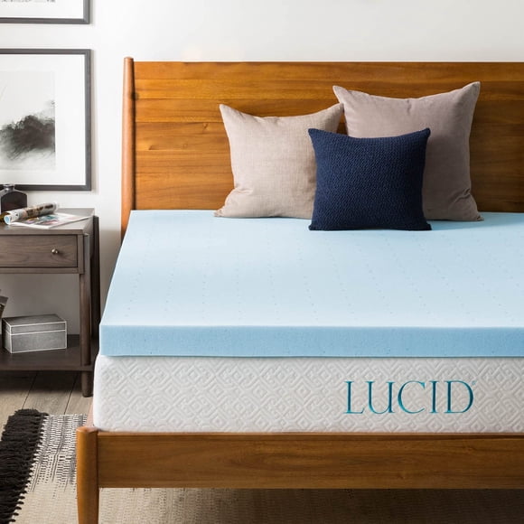 Lucid - Colchoneta de Memory Foam con Gel Refrescante - Sobrecolchón Ventilado 7.5 cm - Topper Suave y Acolchado para Colchón - Queen