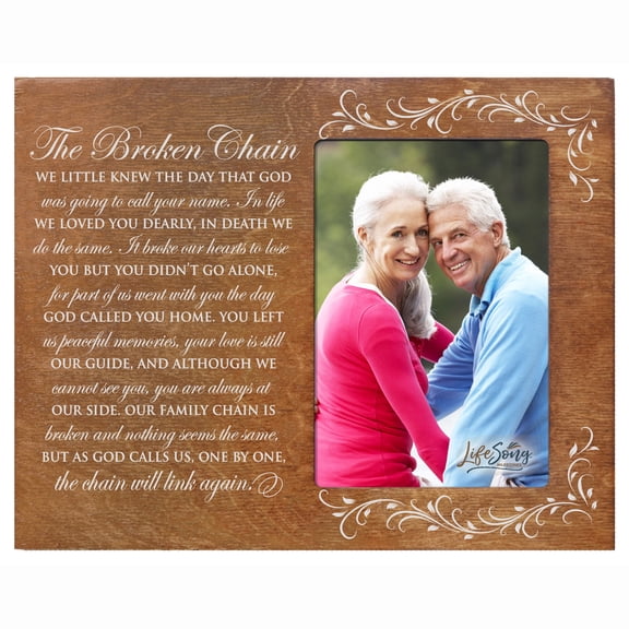 Wooden Memorial 8x10 Picture Frame holds 4x6 photo The Broken Chain