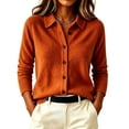 thumbnail image 3 of Harcomeey Womens Button Down Shirts,Jackets for Women Solid Color Loose Long Sleeve Knit Blouse for Fall and Winter 2XL, 3 of 5