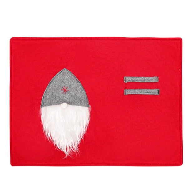 Inteprter Mantel de Navidad para el hogar, mantel rectangular para exteriores, alfombrilla para tenedor, rojo, gris, antiescaldado, alfombrilla para Kits de decoración para fiestas Rojo Inteprter HA070663-01