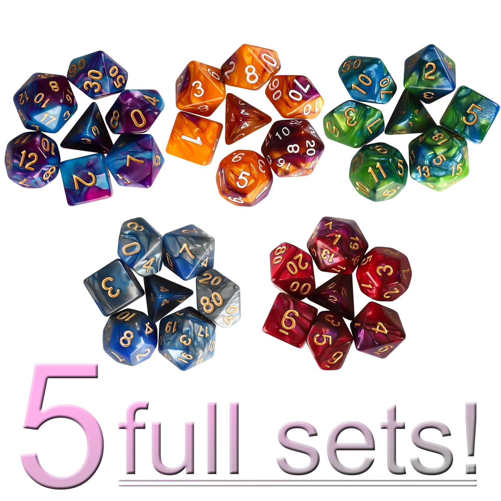 YIFEIJIAO Dices Beads 7 Pieces Resin Polyhedral Dices Numbers for DND RPG MTG Dials Desktop Table Board Desktop Table Board Game Dice Toys-blue